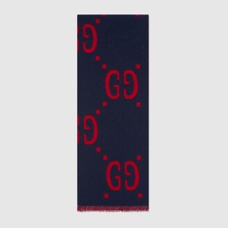 GG jacquard wool silk scarf