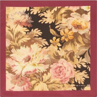 Floral-Print Silk Square Pocket