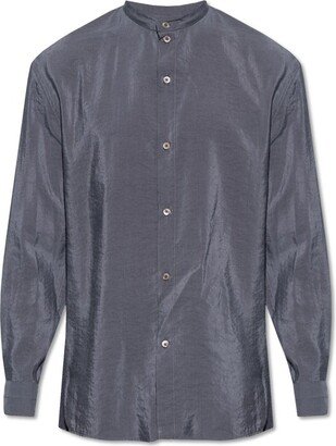 Band-Collar Straight Hem Shirt