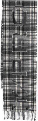 Plaid-Check Pattern Fringed Scarf