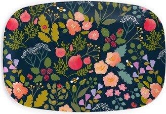 Serving Platters: Garden Sprigs - Navy Serving Platter, Multicolor