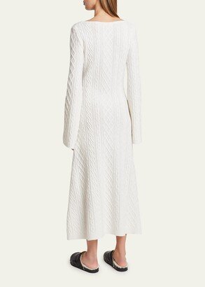 Cable Knit Wool Cashmere Maxi Dress