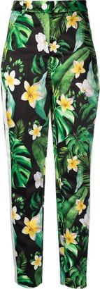 Hawaii-print high-waisted trousers