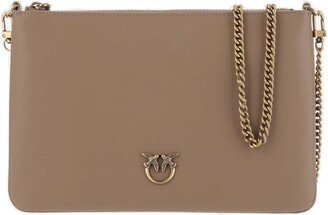 Logo Plaque Chain-Linked Clutch Bag-AB