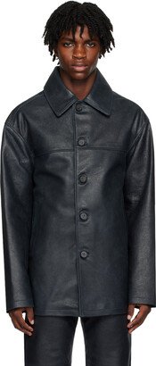 Navy Wilkie Leather Jacket