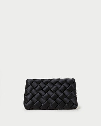 Aviva Black Woven Puff Clutch