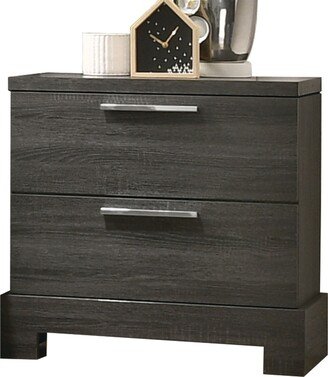 Calnod Gray Oak Colored Bedside Table with 2 Drawers, Transitional Style, No Assembly Required, Suitable for Bedrooms