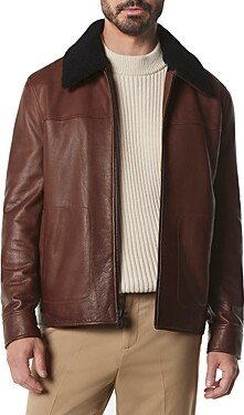 Truxton Leather Removable Shearling Trim Jacket