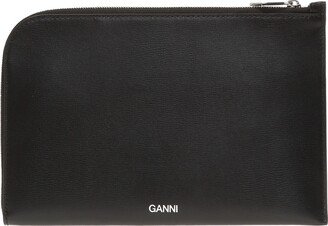 Leather Clutch With Logo - Black