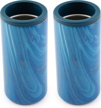 Insulated Sapphire Blue Geode Slim Can Coolers, 2 Pack