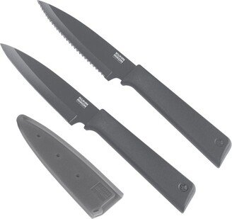 COLORI+ Non-Stick Straight & Serrated Paring Knife Set, Graphite Grey