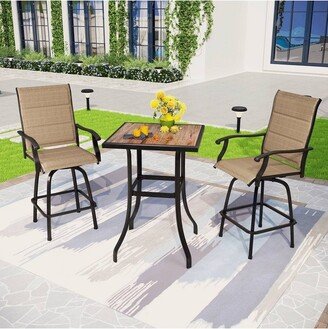 3pc Outdoor Swivel Bar Height Stools & Table - Captiva Designs