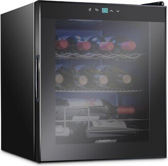 12-Bottle Compressor Freestanding Wine Cooler Refrigerator - Black