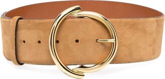 Buckle-Fastening Leather Belt