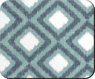 Mouse Pads: Ikat Diamonds - Dusty Blue Mouse Pad, Rectangle Ornament, Blue