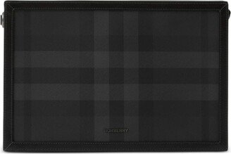 Logo-Plaque Checked Clutch Bag