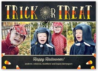 Halloween Cards: Scary Treat Halloween Card, Grey, Luxe Double-Thick Cardstock, Square