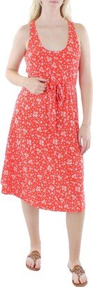 Womens Floral Midi Fit & Flare Dress