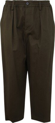Mid-Rise Tapered-Leg Pleated Trousers
