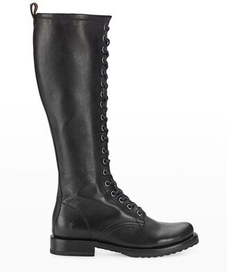 Veronica Leather Tall Combat Boots