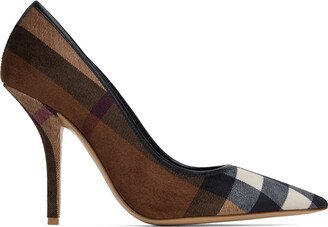 Brown Exaggerated Check Heels