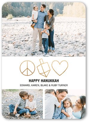Hanukkah Cards: Elegant Symbols Hanukkah Card, White, 5X7, Hanukkah, Standard Smooth Cardstock, Rounded