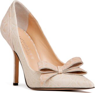 Beautiisoles by Robyn Shreiber Made in Italy Olya Beige Wedding Or Evening Or Dressy Work Stiletto Leather Pump