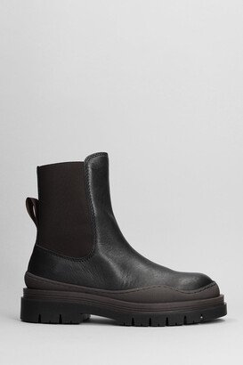 Alli Combat Boots In Black Leather