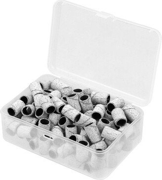 Unique Bargains 100 Pieces 80 Grit Sanding Bands Set with Free Box Drum Sander Sanding Sleeves for Nail Sanding Tools White