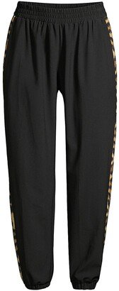 Leopard-Print Side-Stripe Track Pants