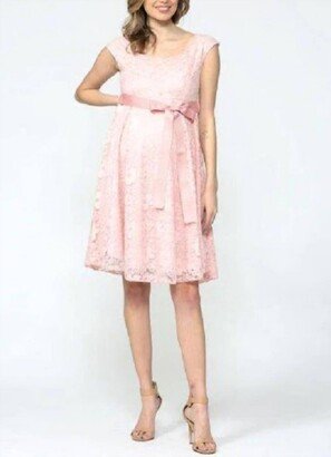 Hello Miz Libby Lace Cap Sleeve Maternity Dress In Pink