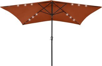 Parasol with LEDs and Steel Pole Terracotta 6.6'x9.8'