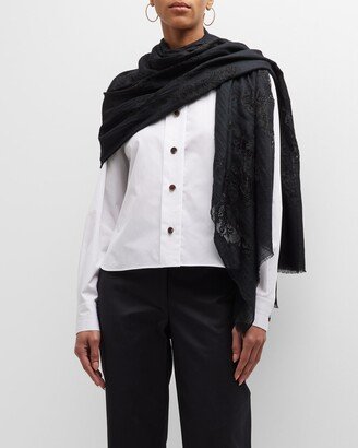 Lace Silk-Wool Evening Wrap