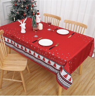 Decorative Merry Christmas Trees Print Tablecloth