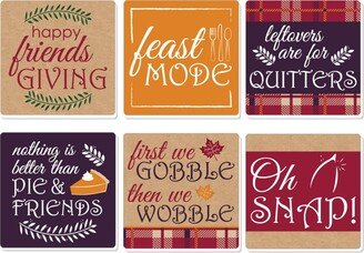 Big Dot of Happiness Friends Thanksgiving Feast - Funny Friendsgiving Party Decorations - Drink Coasters - Set of 6