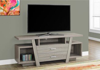 Monarch Specialties Dark Taupe 60nch Tv Stand with 2 Storage Drawers