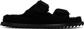 Black Shearling Introspectus 003 Sandals