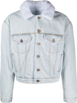 Faux-Fur Collar Denim Jacket