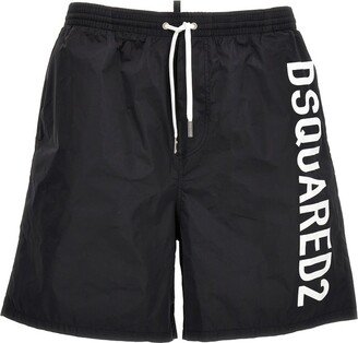 Logo-Printed Drawstring Swim Shorts-AH