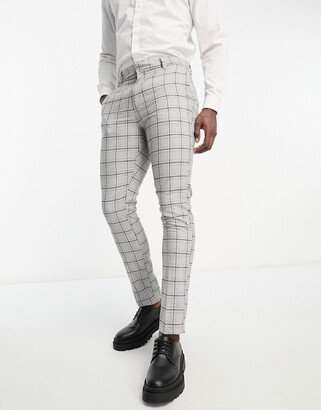 skinny plaid pants in gray