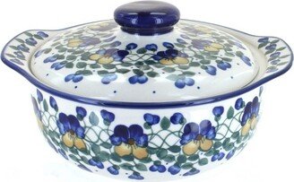 Blue Rose Pottery Blue Rose Polish Pottery Pansies Round Covered Baker