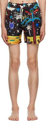 Black Graphic Swim Shorts-AA