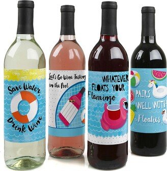 Big Dot Of Happiness Make a Splash - Pool Party - Party Decor - Wine Bottle Label Stickers - 4 Ct