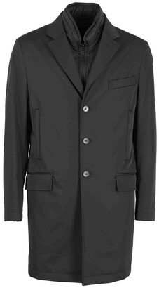 Layered Single Breasted Long Sleeved Coat