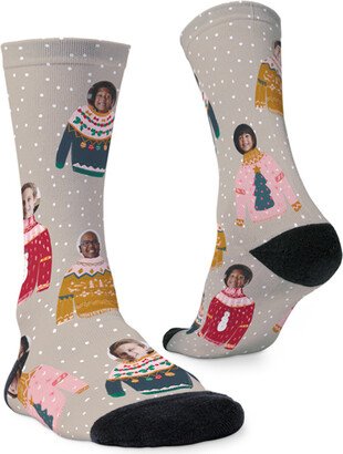 Socks: Floating Sweaters Custom Socks, Brown