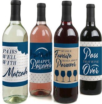 Big Dot Of Happiness Happy Passover - Pesach Holiday Party Decor - Wine Bottle Label Stickers - 4 Ct