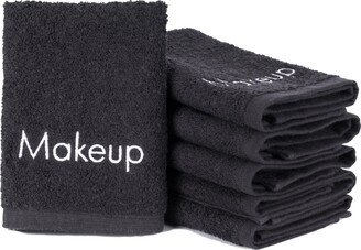 Arkwright Home Embroidered Makeup Remover Towels (Pack of 6) , 13x13 in., Black, 100% Cotton Washcloths