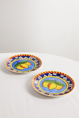 Set Of Two Painted Porcelain Dessert Plates - Multi