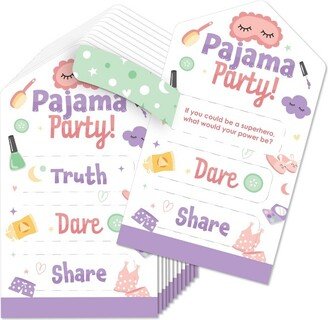 Big Dot of Happiness Pajama Slumber Party - Girls Sleepover Birthday Party Game Pickle Cards - Truth, Dare, Share Pull Tabs - Set of 12