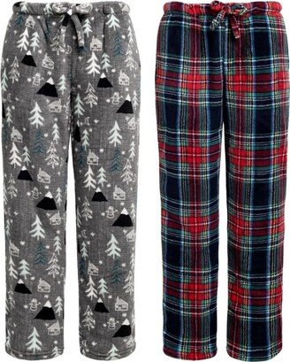 Alexander Del Rossa ADR Women's 2-Pack Plush Fleece Pajama Bottoms with Pockets, Winter PJ Lounge Pants, Pack 3 Size 3X Large